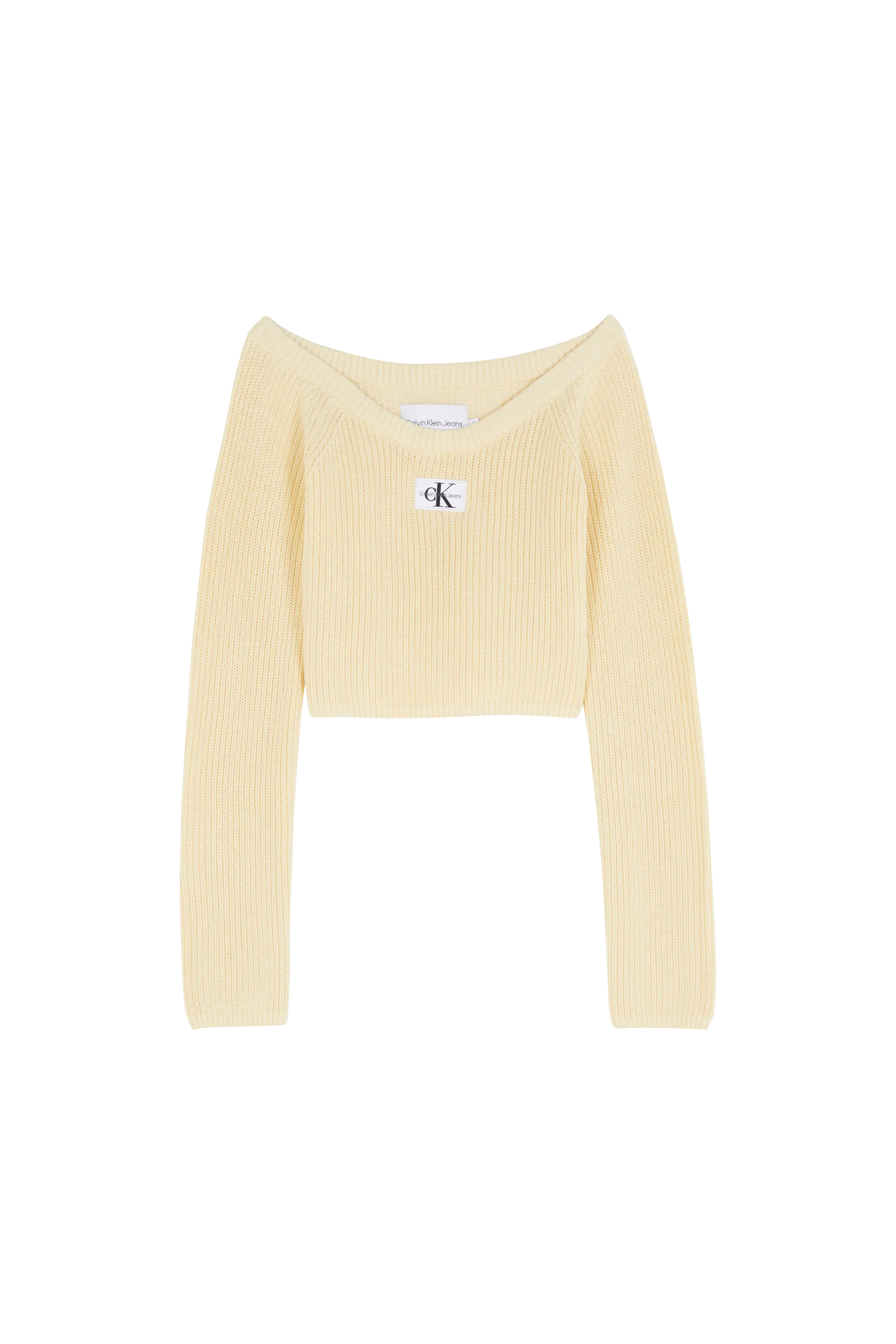 CALVIN KLEIN JEANS Pull WOVEN LABEL OFF SHOU Jaune