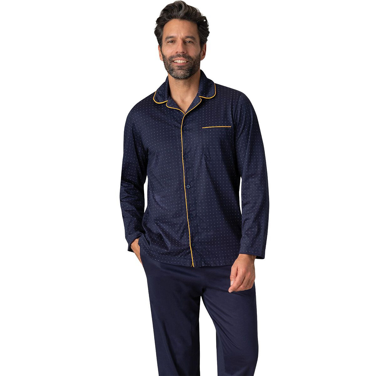 EMINÊNCIA<br>Pijama comprido com gola de camisa e aberto