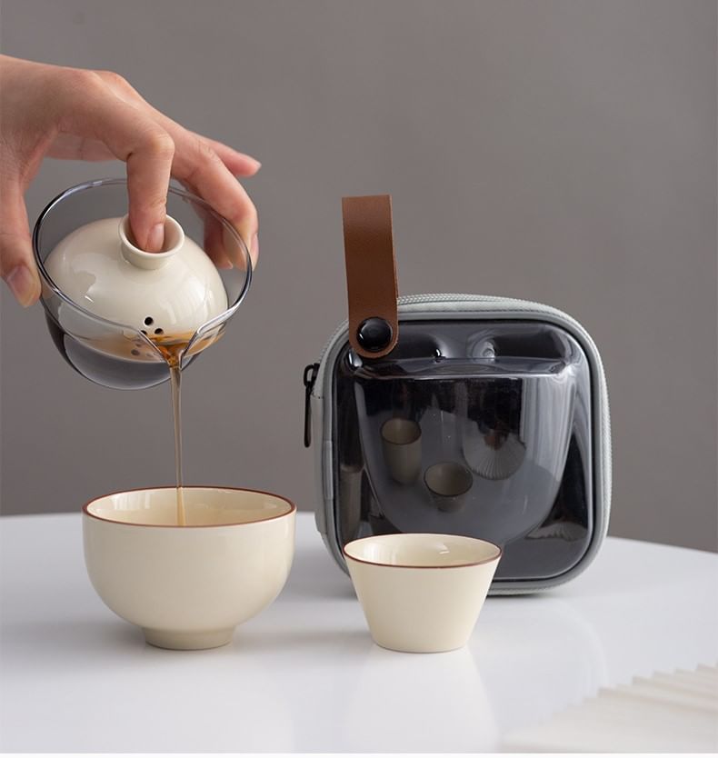 Nommon - Set van 3: Reiskeramiek Theepot + Drinkbeker