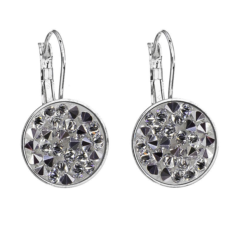 Boucles d'oreilles cristal Swarovski Blanc en plaqué Or Blanc et rhodié