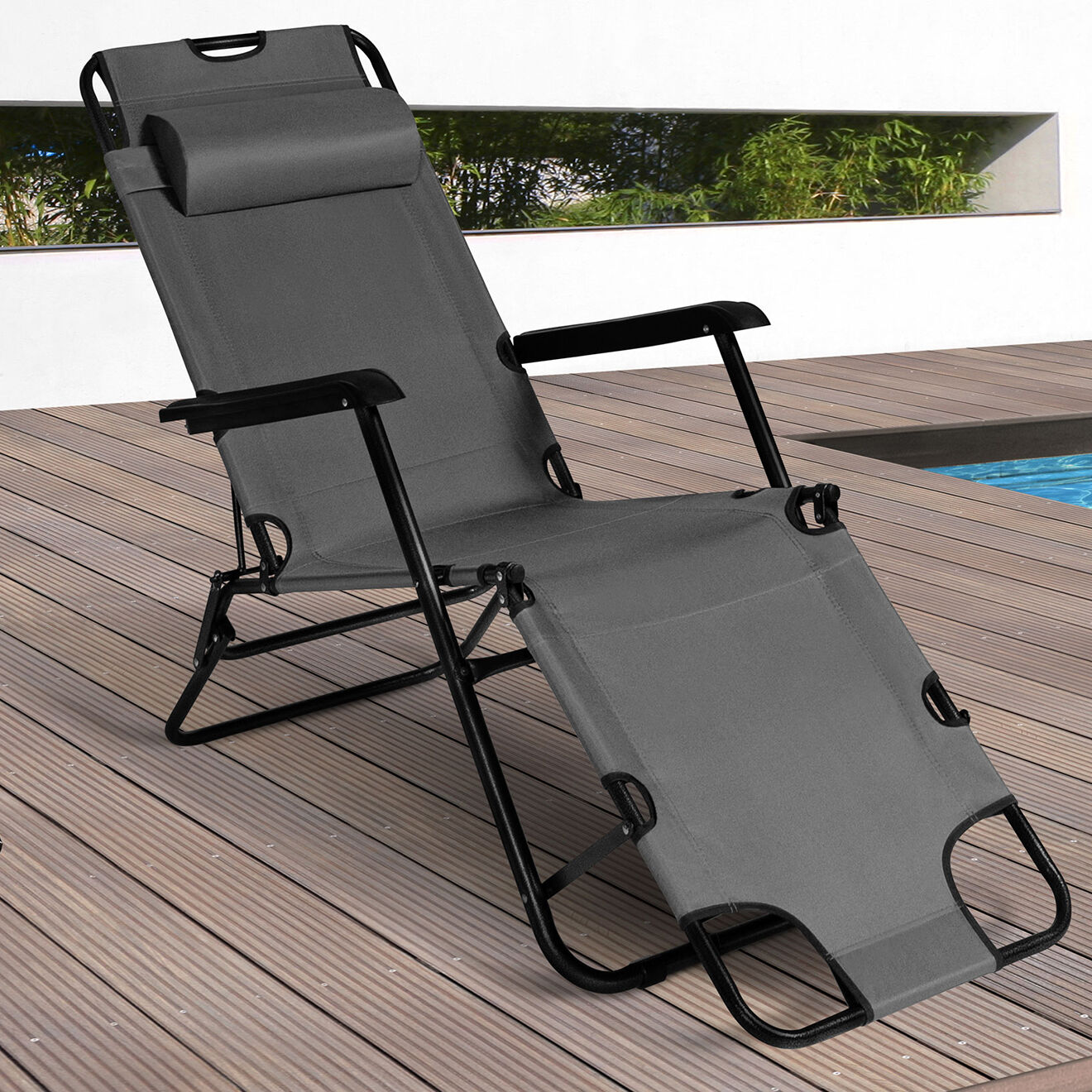 Pratik Garden 2 Transats relax gris - 171x61x33 cm