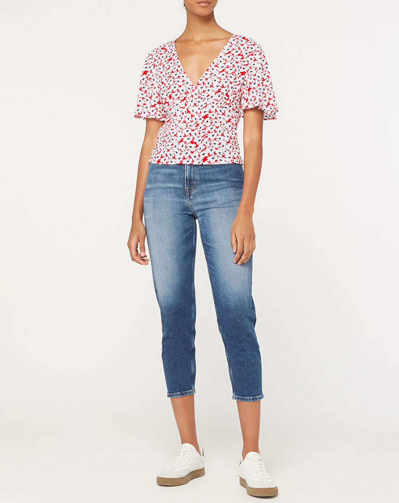 Tommy Jeans Top imprimé floral rouge/blanc