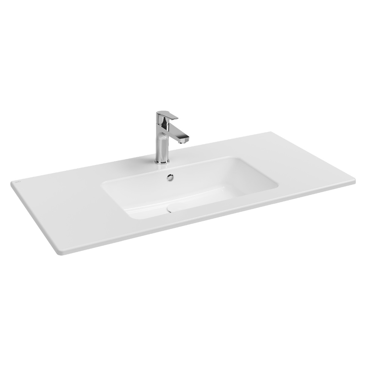 Isvea Sistema T inbouw wastafel met kraangat 100cm wit glans