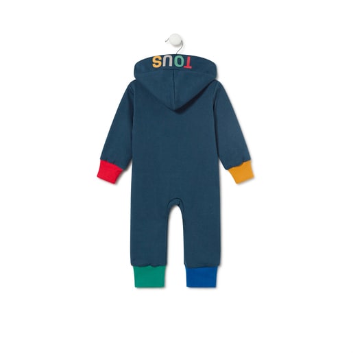 Macacão infantil com capuz na cor azul marinho