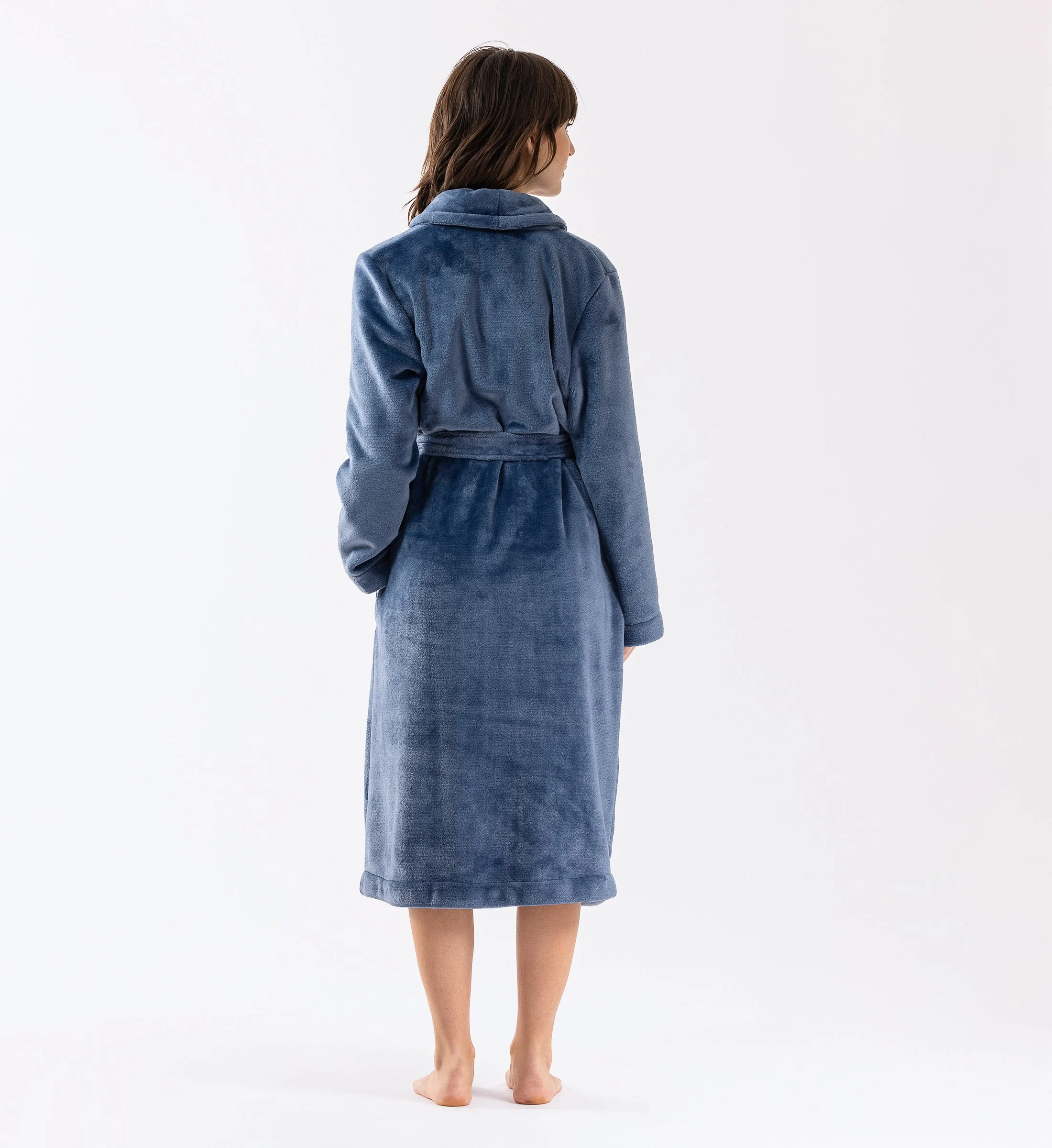 ESSENTIEL H61B - Peignoir en peluche flanelle | Bleu