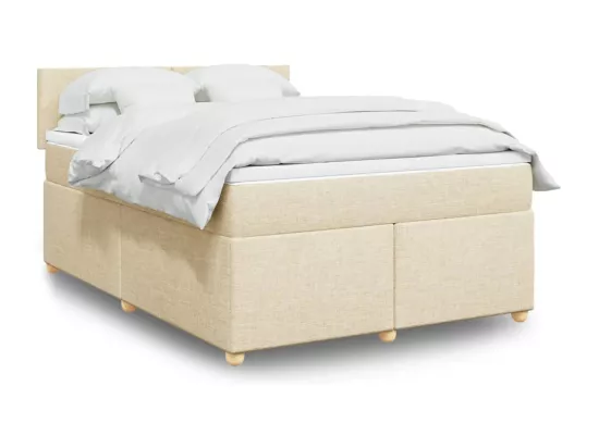 Sommier à lattes de lit avec matelas Crème 160x200 cm Tissu