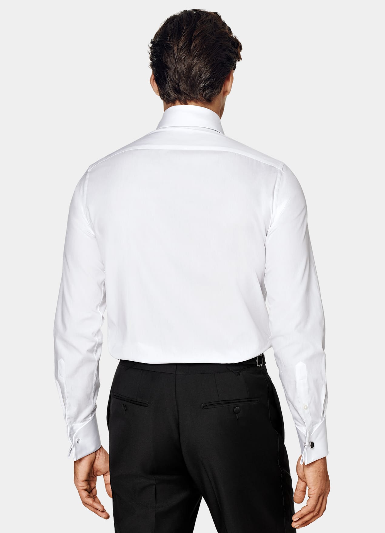 Chemise de smoking ajustée en twill blanche