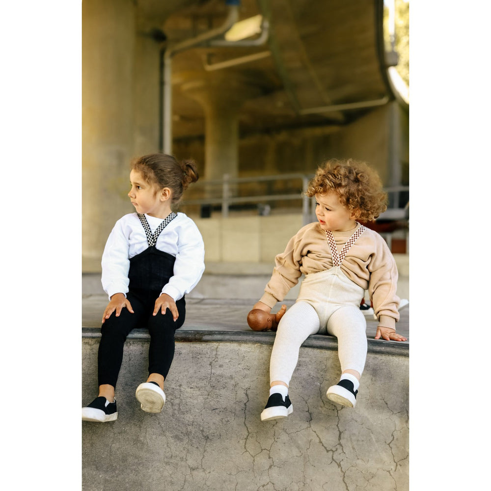 Køb Silly Silas Cream Blend Checked Footless Leggings