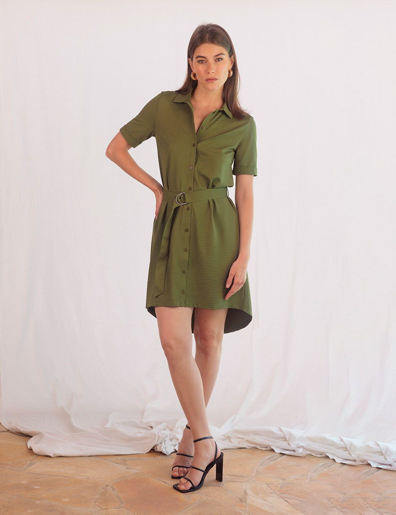 HBT WAFFLE  | AURIANNE ROBE CHEMISE KAKI