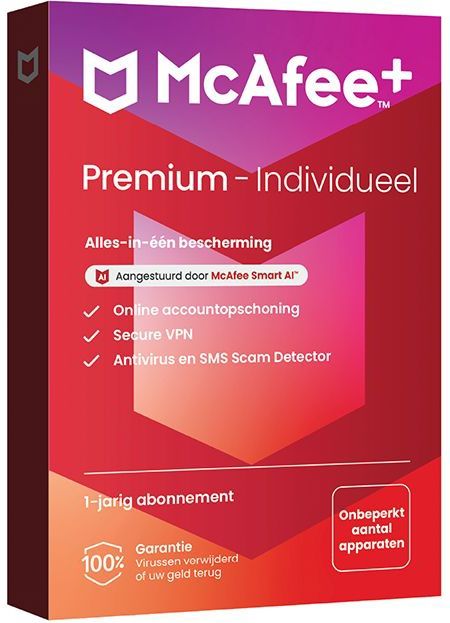 McAfee plus Premium Individual | 1 Jaar | Onbeperkt aantal apparaten | Windows - Mac - iOS - Android - ChromeOS
