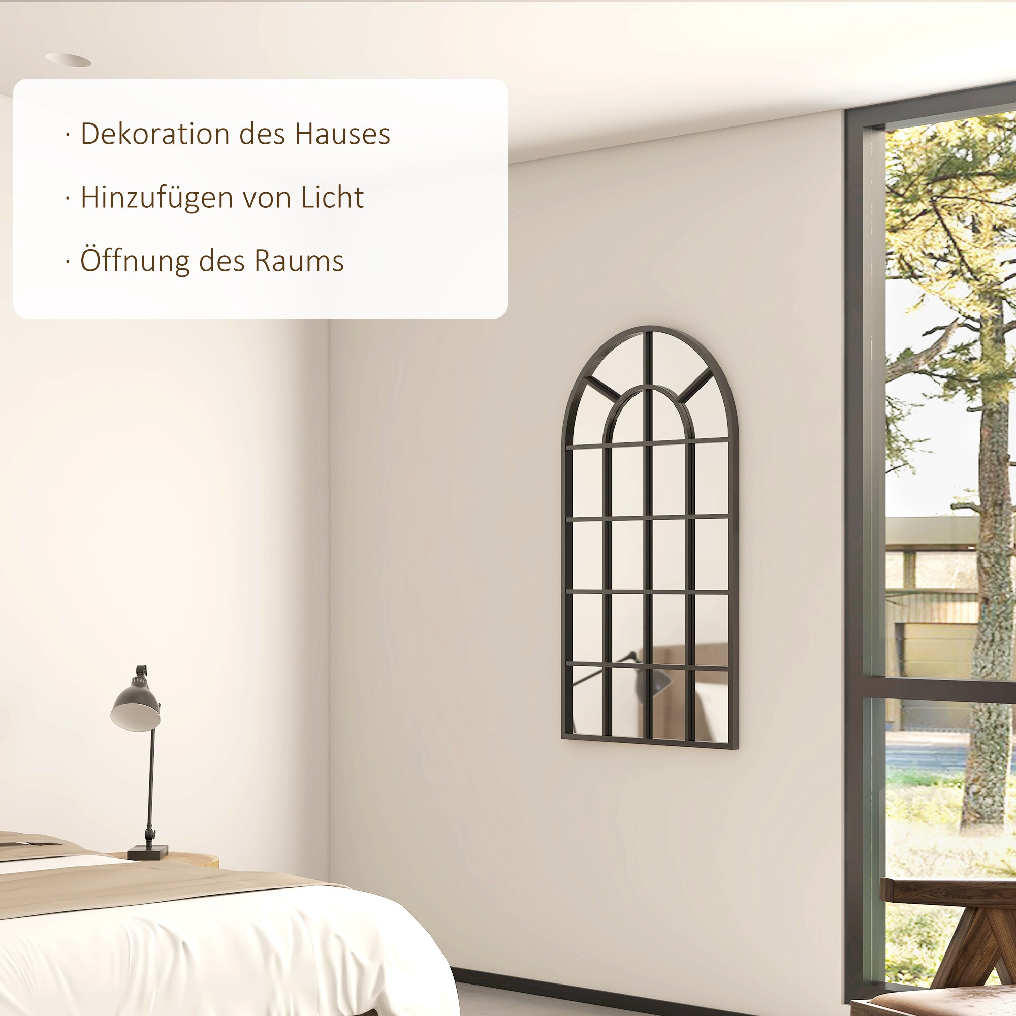 HOMCOM Wandspiegel mit Spiegelrahmen schwarz 110L x 62B x 2,5H cm