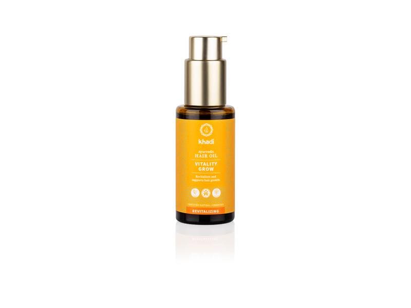 khadi Haaröl ayurvedisch Vitality Grow 50 ml Veganes Öl gegen Spliss, Haarausfall und belebt die Kopfhaut