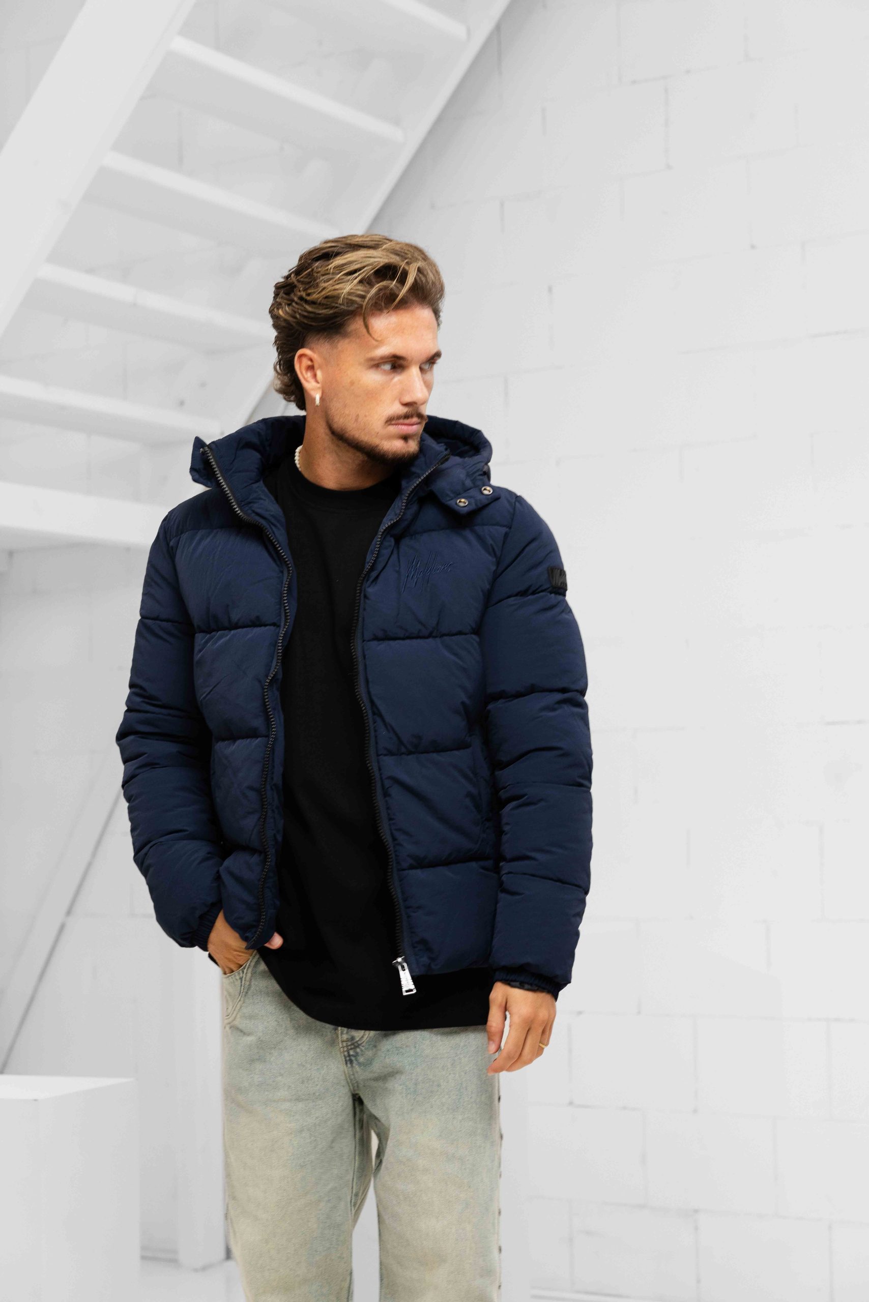 Malelions Donn Puffer Winterjas Heren Donkerblauw