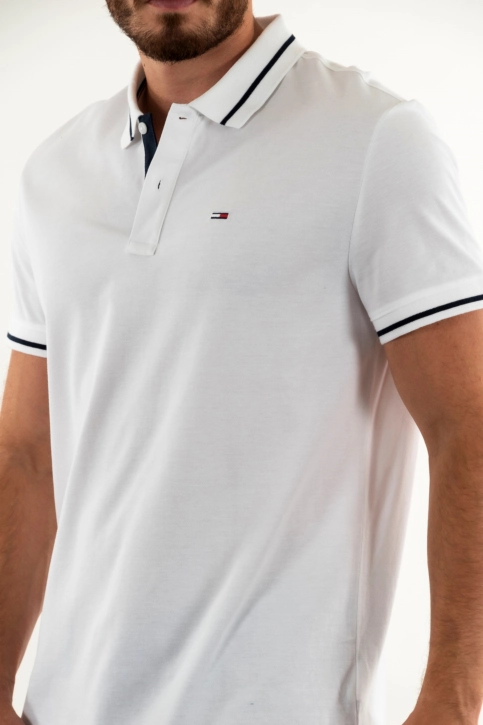 Polos tommy jeans reg tipping ybr white