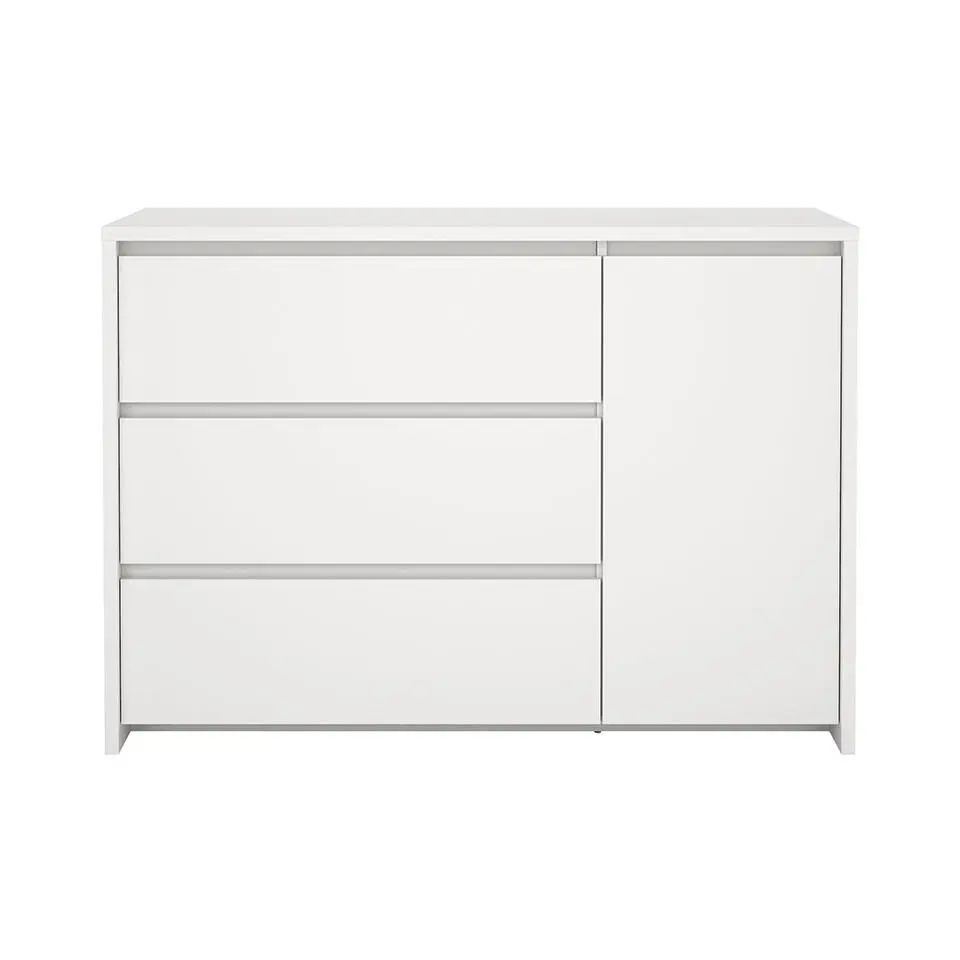 Hioshop Next kommode 1 deur 3 lades wit