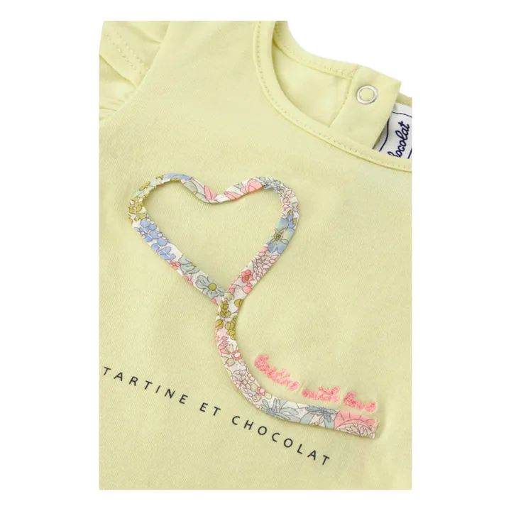 Tartine et Chocolat T-Shirt Cœur Fleuri | Jaune pâle