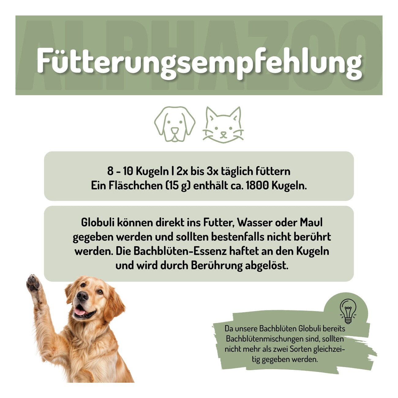 ALPHAZOO Panik-Stop Bachblüten, Globuli für Hunde und Katzen