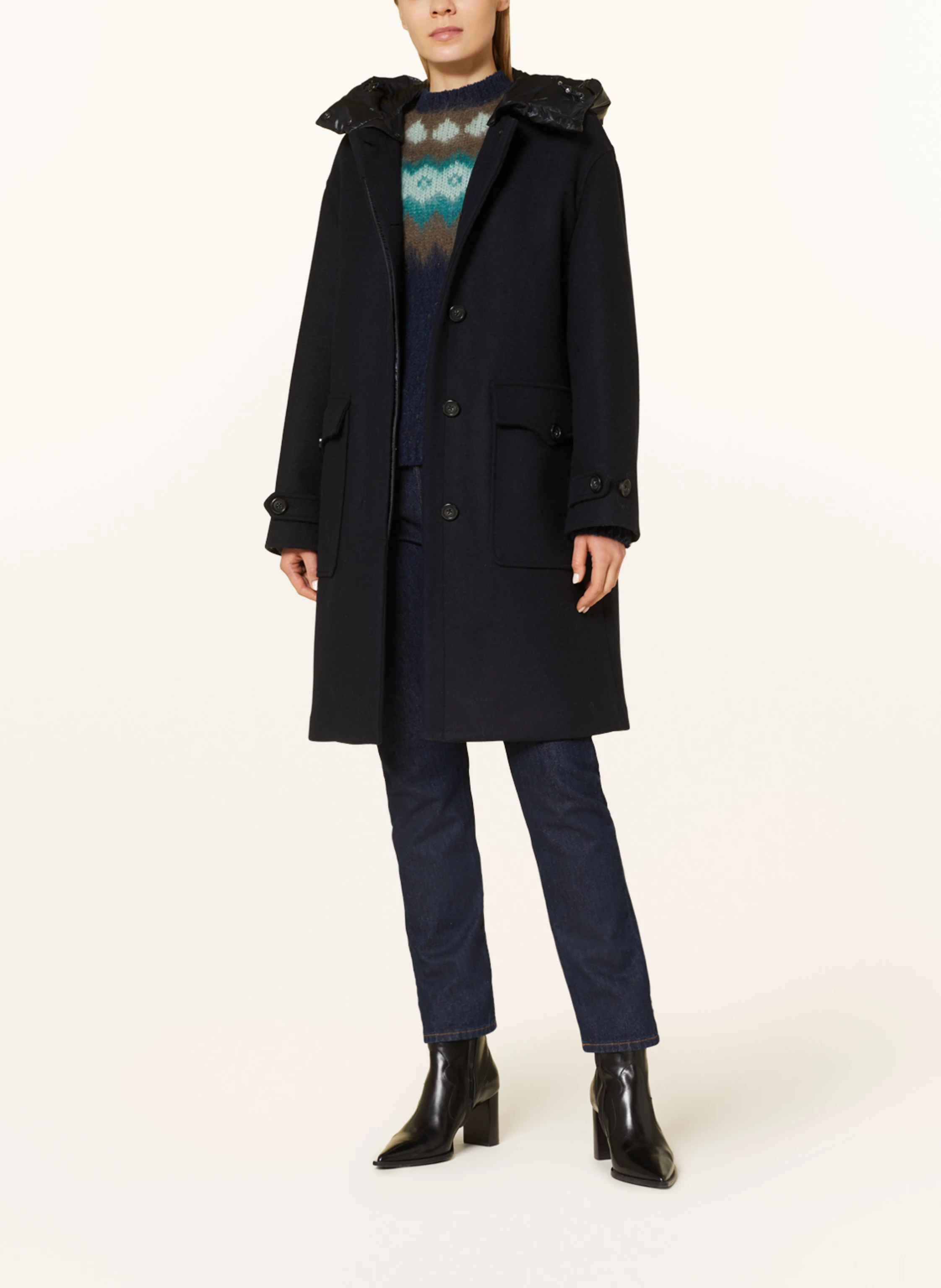 WOOLRICH Mantel mit abnehmbarer Kapuze