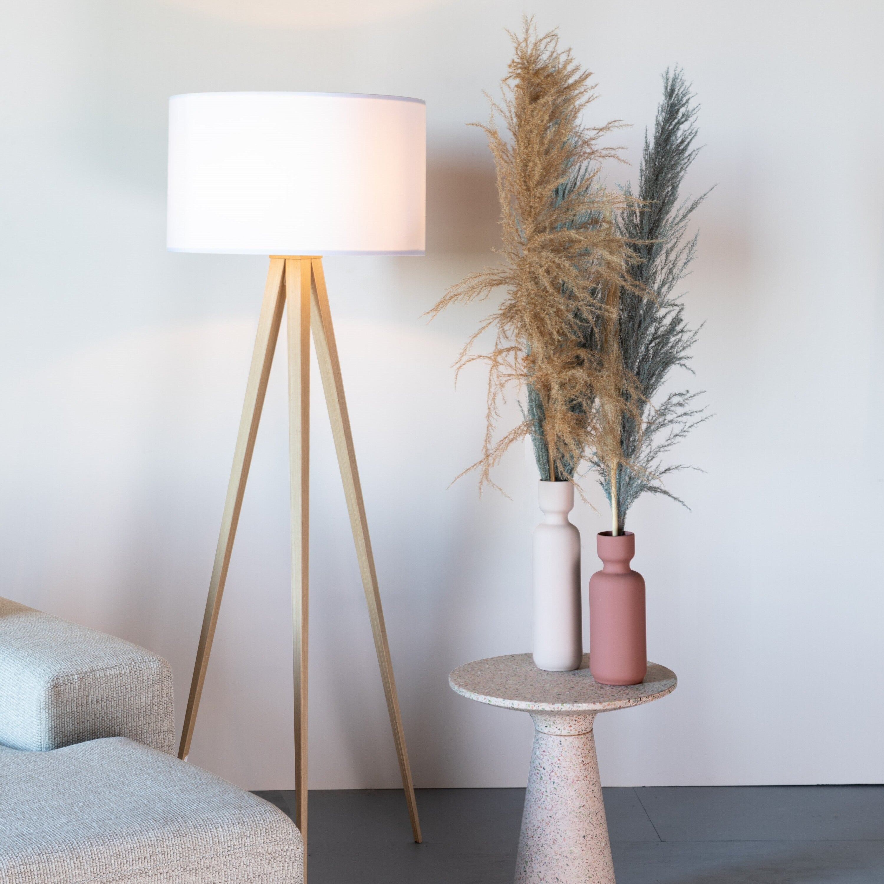 Zuiver Tripod Vloerlamp - Wit / Naturel