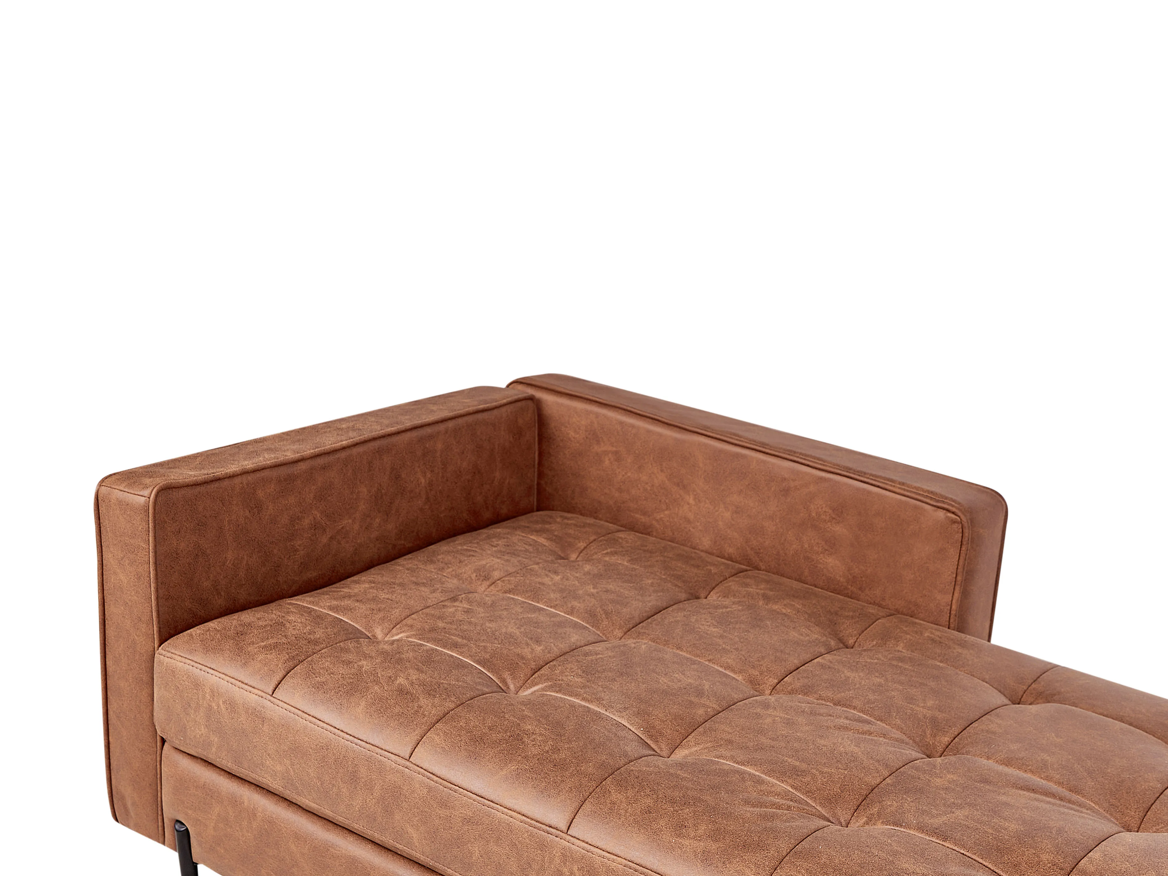 Linkszijdige chaise longue REBAIS Kunstleer Goudbruin