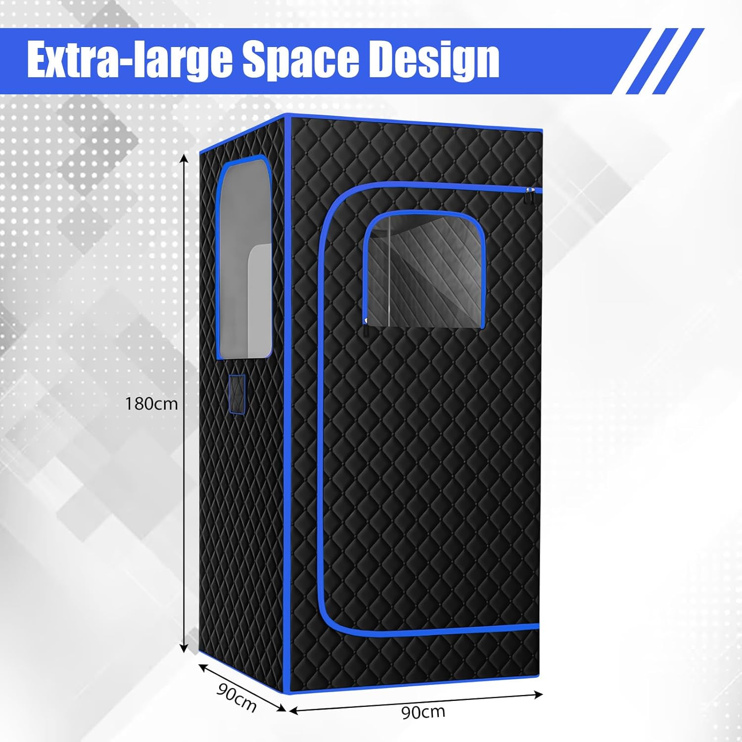 Tragbare Saunazelt mit Dampfgenerator 3 Liter Dampfsauna für Zuhause 9 Temperaturstufen Mobile Sauna mit Klappstuhl Fernbedienung Matte, 90 x 90 x 180 cm