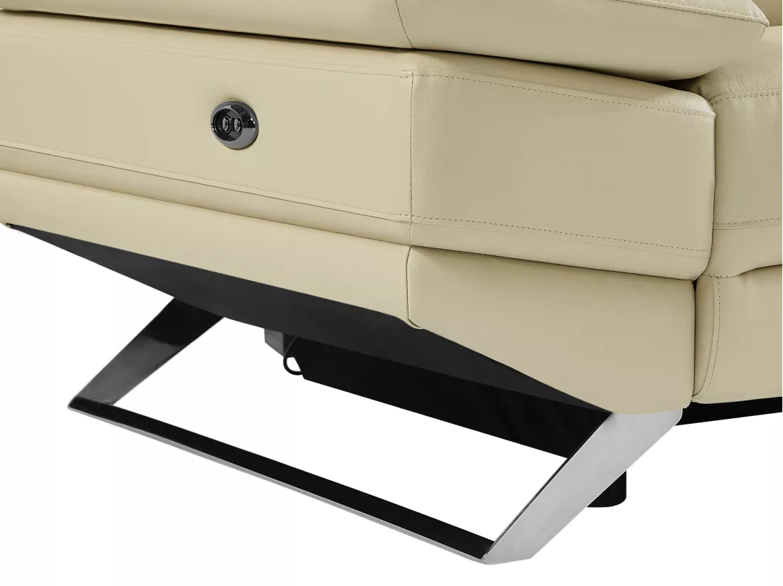 Canapé d'angle droit relax électrique en cuir de vachette beige PUNO II