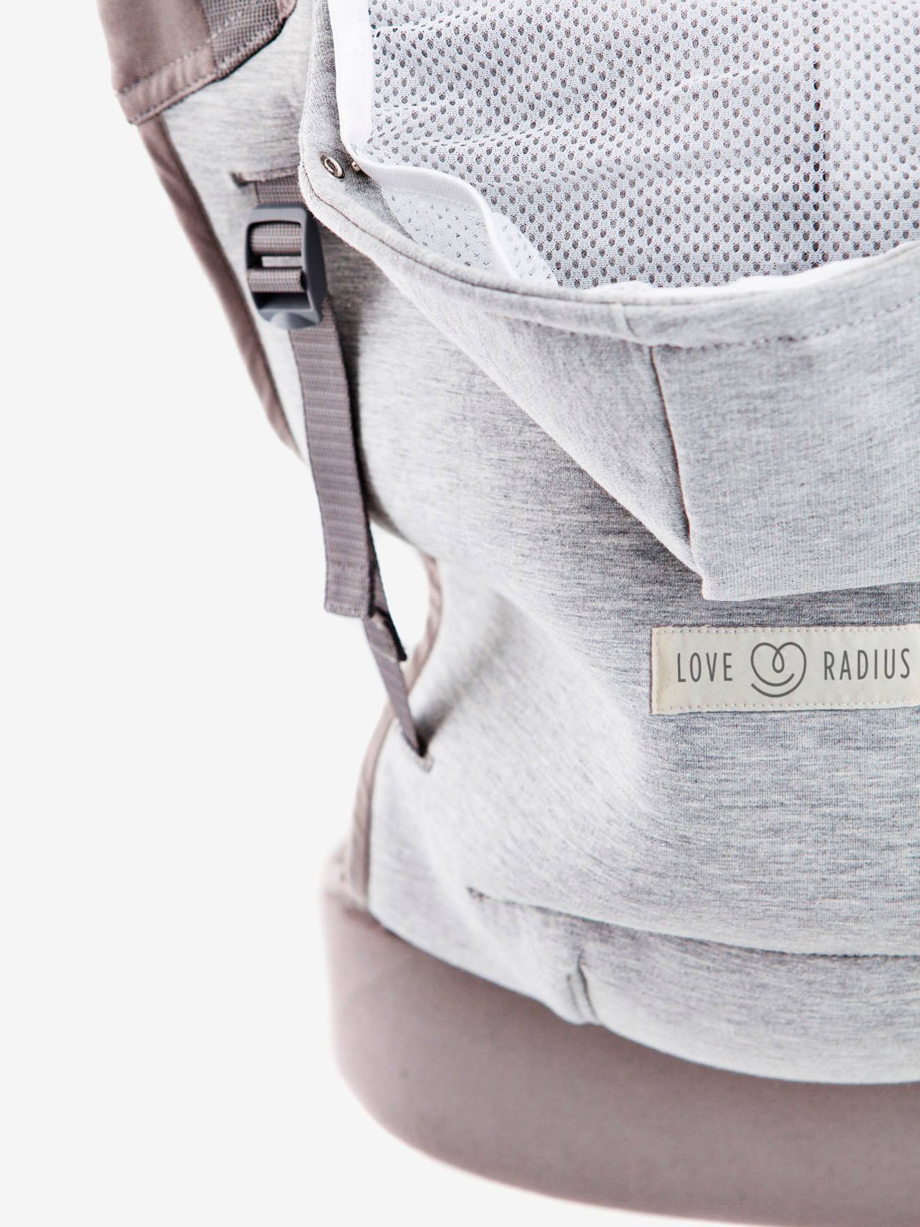 Mochila com capuz + Encosto de cabeça e assento elevatório LOVE RADIUS em cinza escuro liso