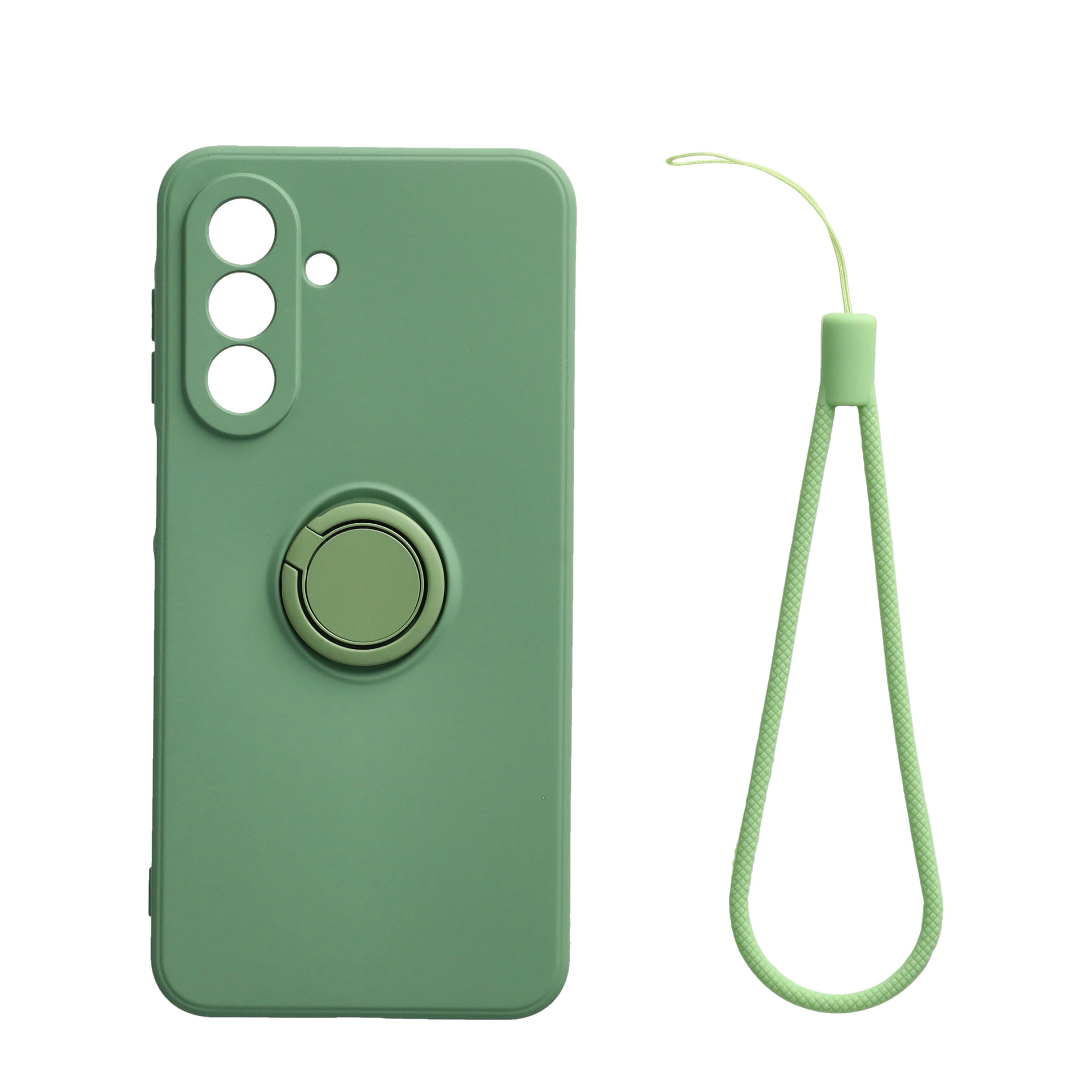 Samsung Galaxy A17 Silikon Case Hülle mit Kameraschutz   Kickstand Haltering - Grün
