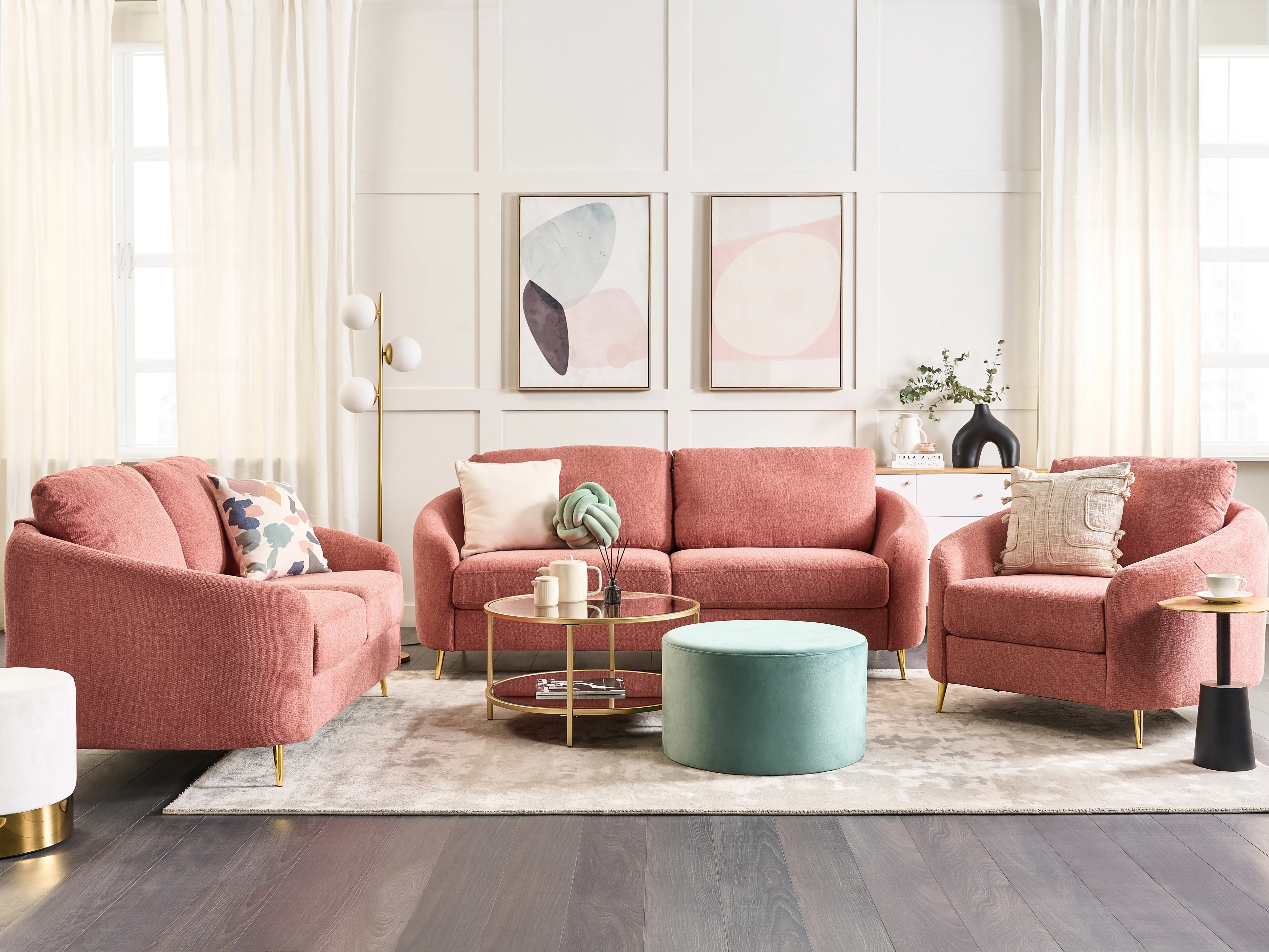 Bank 3-zits TROSA Stof Roze