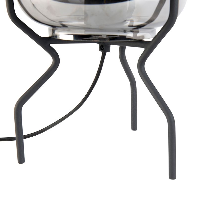 Smart design tafellamp zwart met smoke glas incl. wifi A60 - Bliss