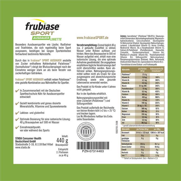 Frubiase Sport Ausdauer Brausepulver, 440 g