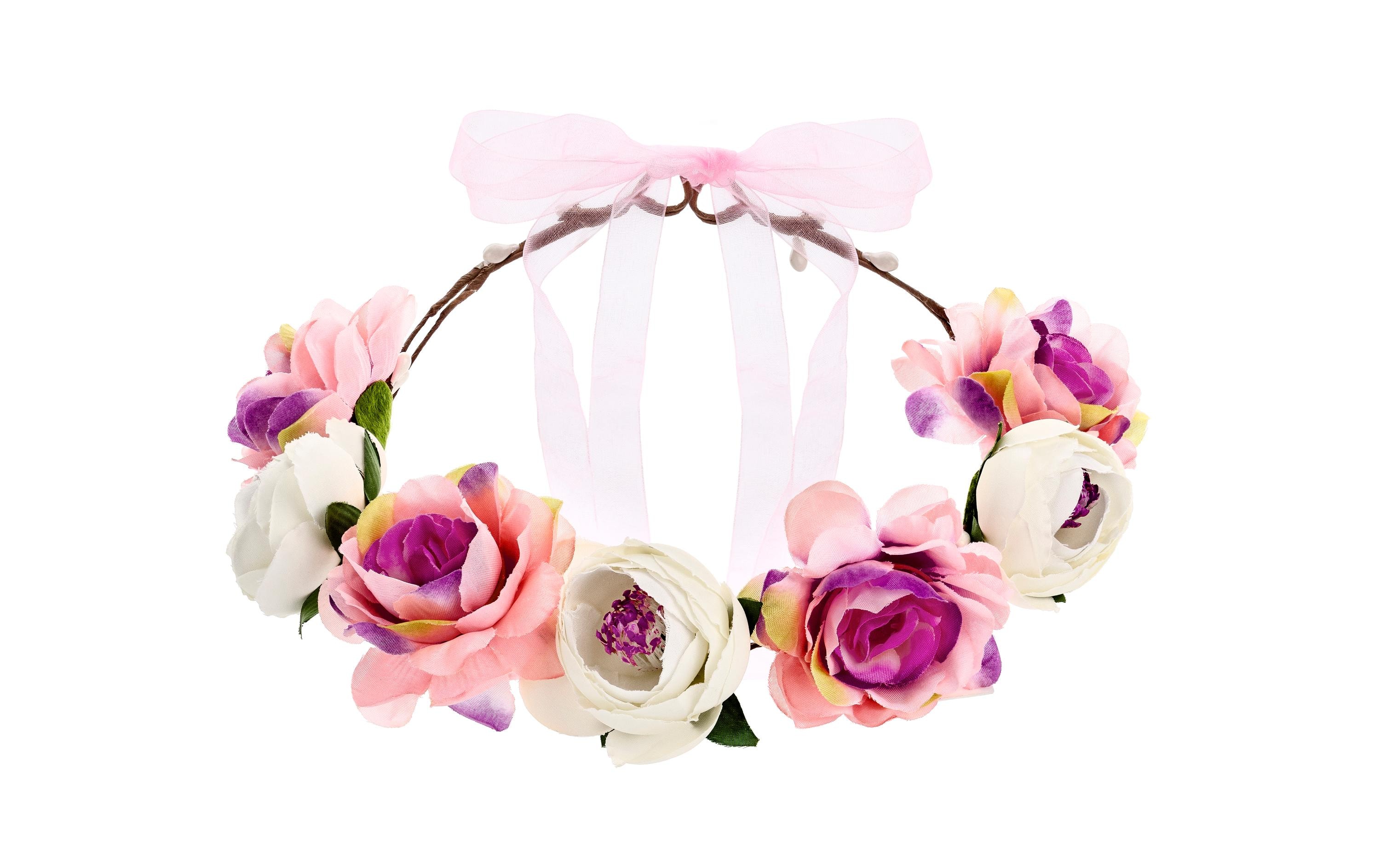 Hochzeitsaccessoire Blumenkranz 17 cm, MehrfarbigBlütenkranz als Haarschmuck für die Hochzeitsfrisur der Braut oder die Haare der Brautjungfern oder eine sommerliche Frisur für andere Partys