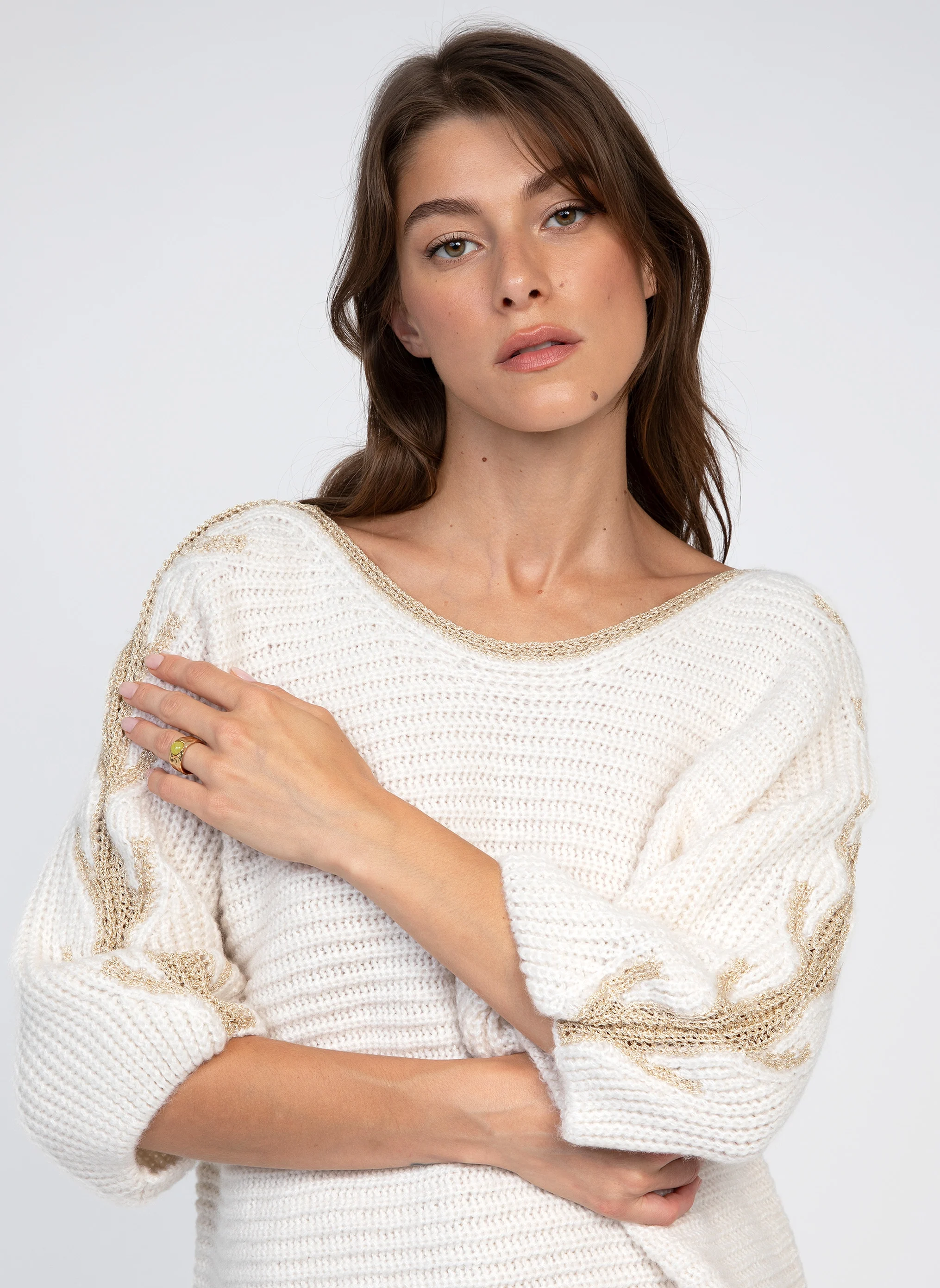 LASHANI - Pull col rond| Blanc