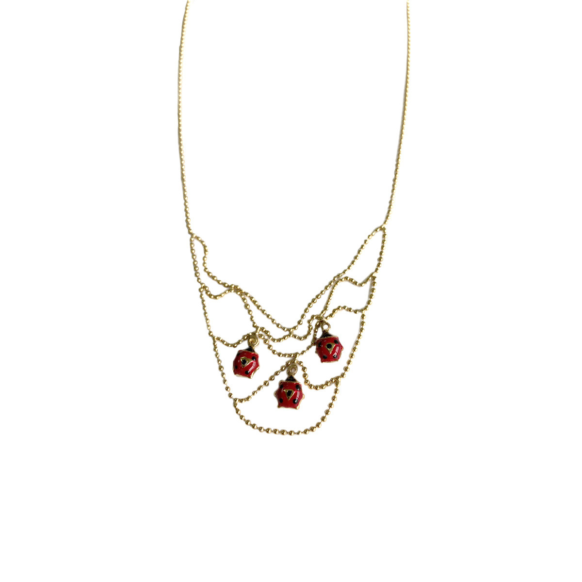 Collier d'occasion or 750 jaune coccinelles 38 cm