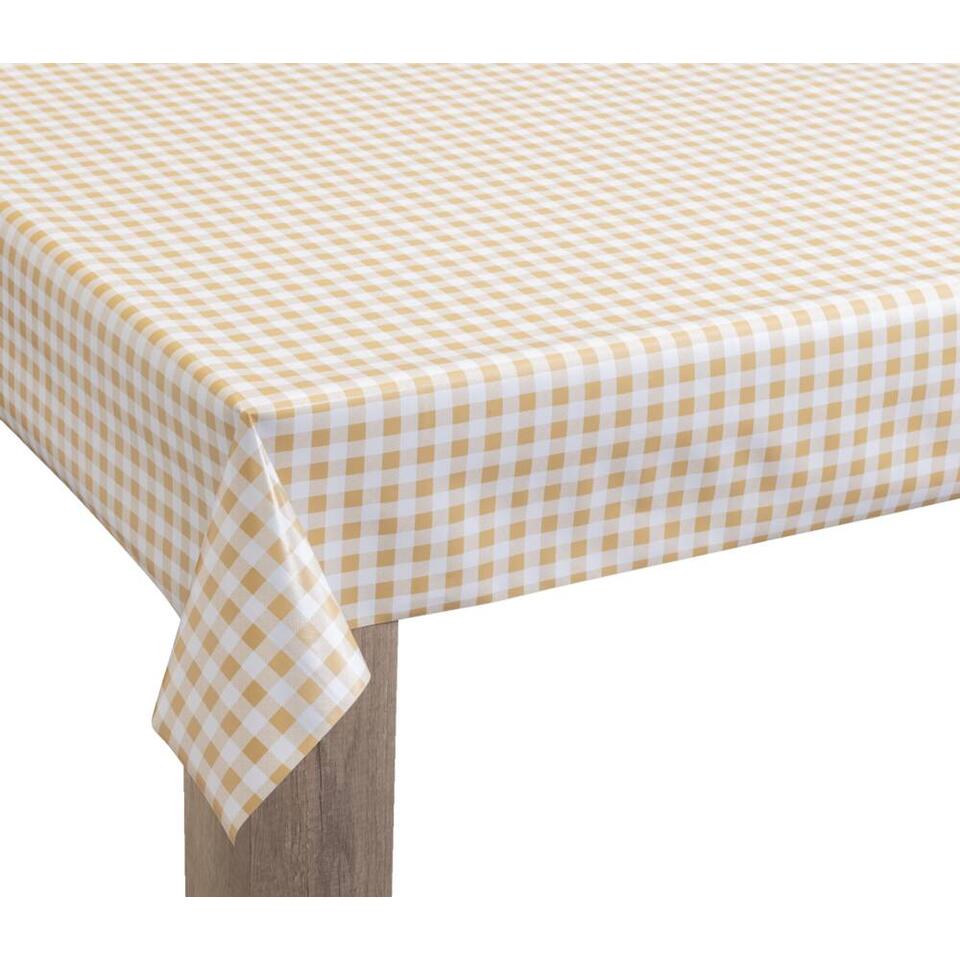 Tafelzeil Linda - geel/wit ruit - 140cm