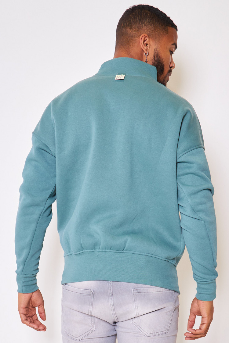 Sweat vert col montant 