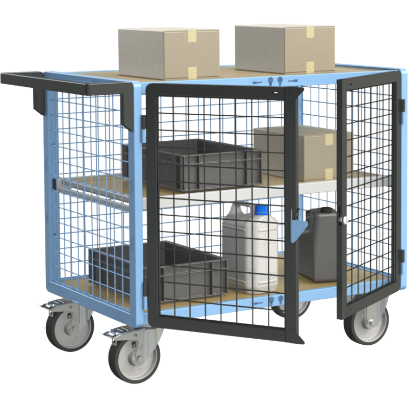 Servante établi équipée, 2 portes grillagées verrouillables, 500 kg