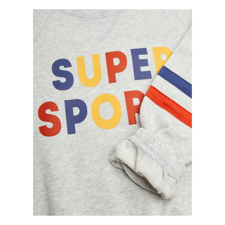Mini Rodini Sweat Super Sporty Coton Bio | Gris chiné