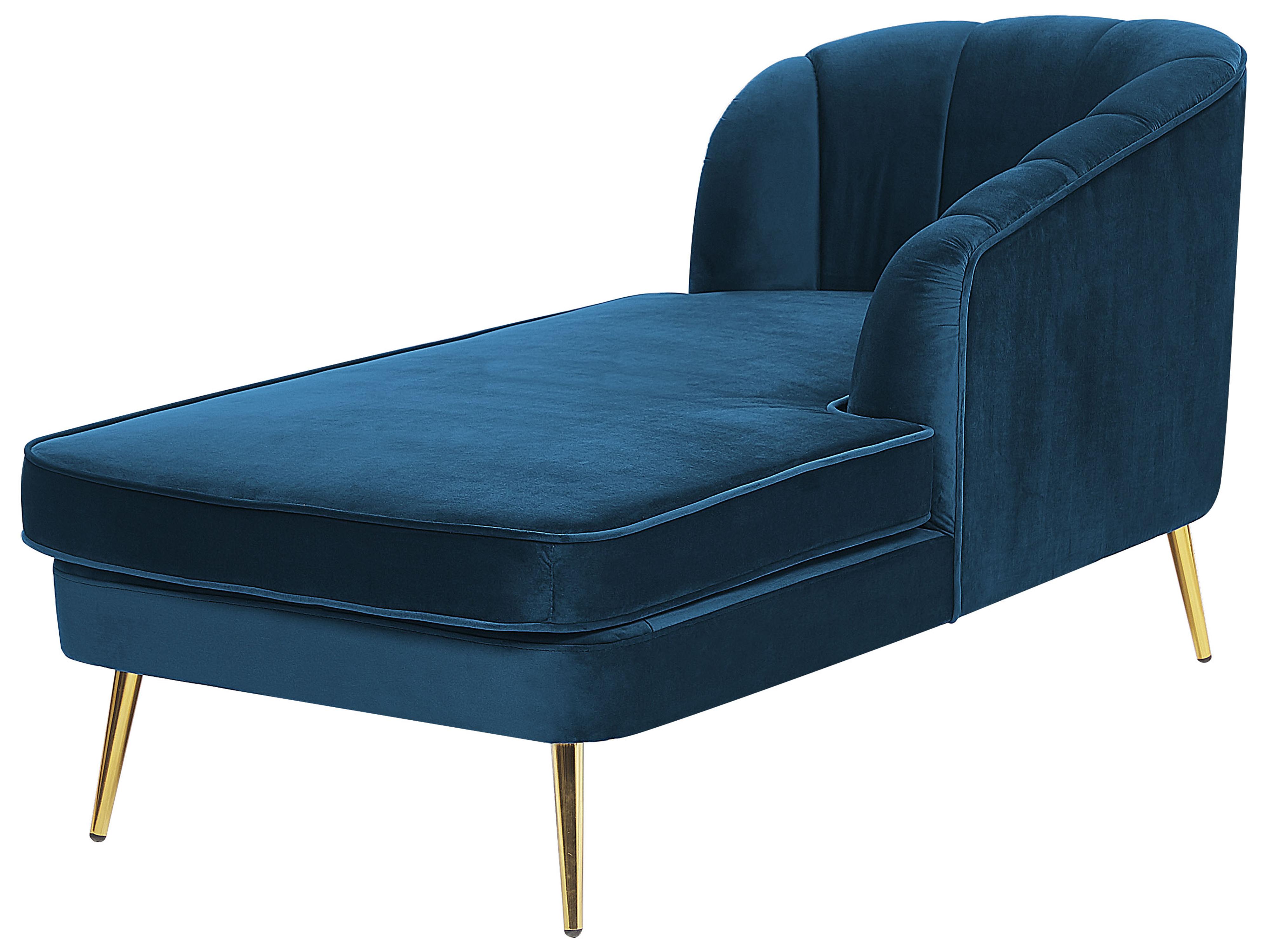 Linkszijdige chaise longue ALLIER Fluweel Marineblauw