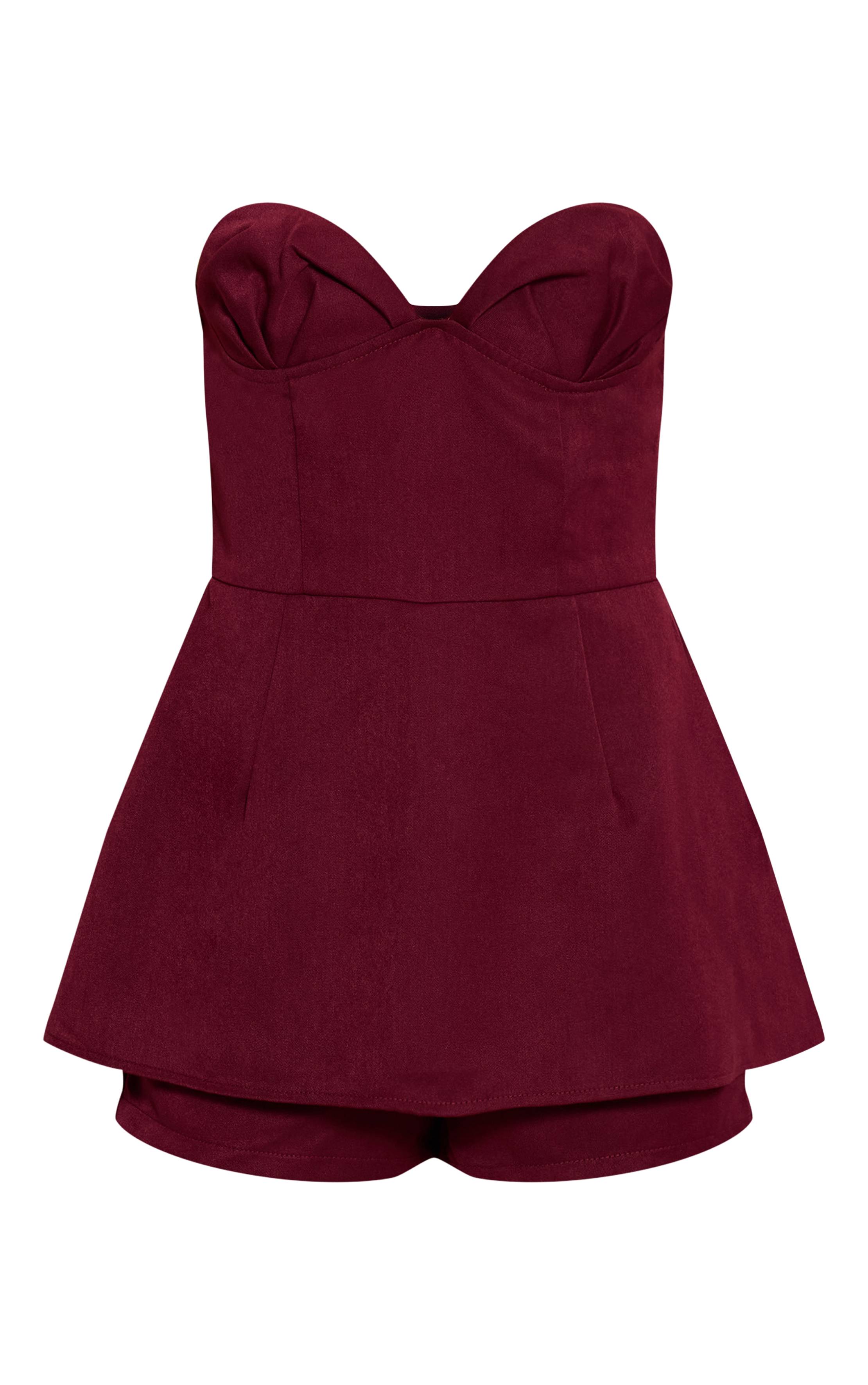 Prune Combi-short À Basque Avec Détail Bonnets Tissés
