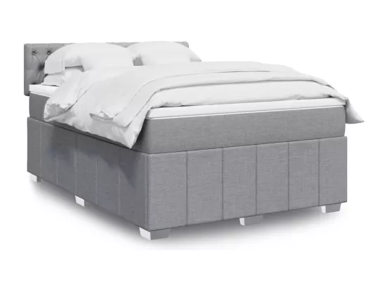 Sommier à lattes de lit avec matelas Gris clair 160x200cm Tissu