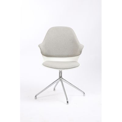 Lot de 2 chaises KHONG - avec accoudoirs - blanc et gris
