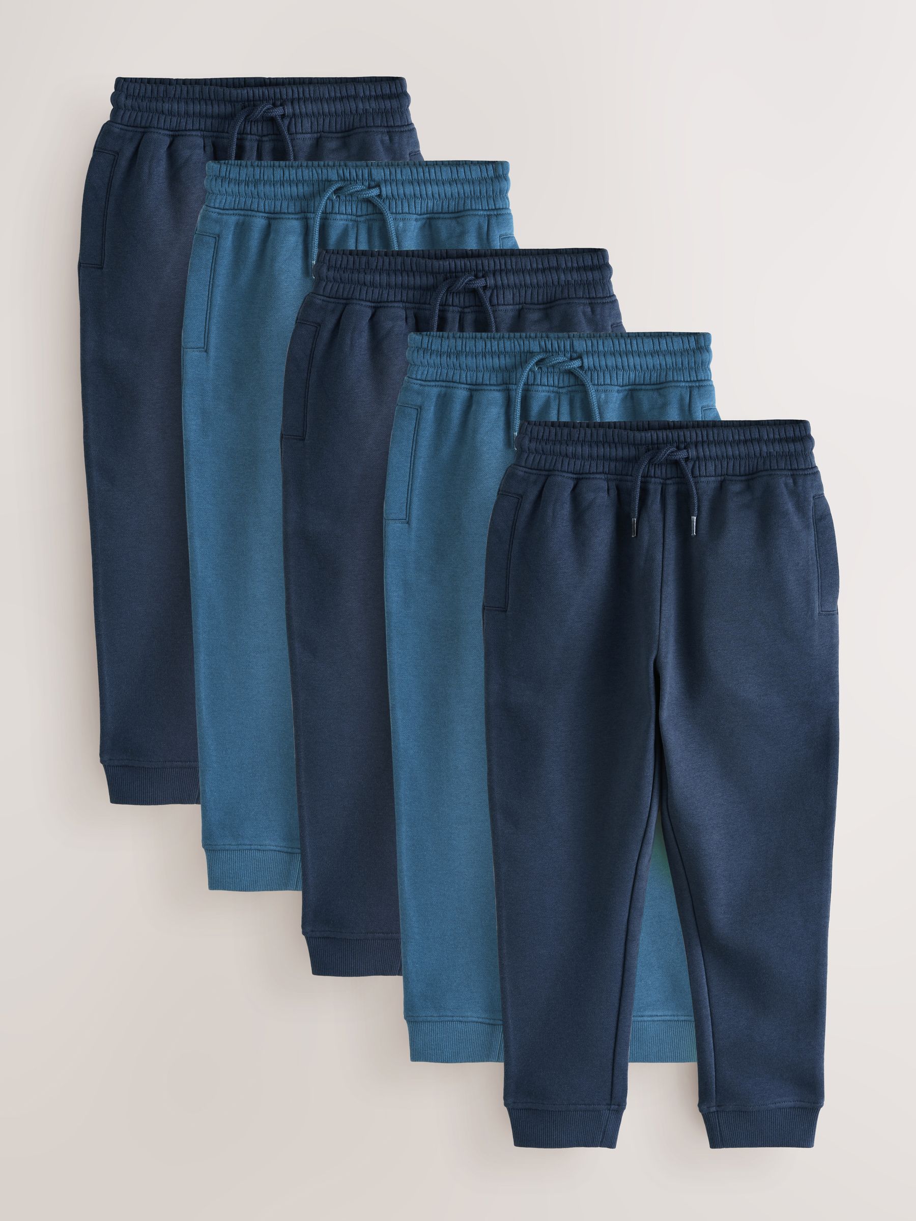 Marineblauw - Basic joggingbroeken, set van 5 (3-16jaar)
