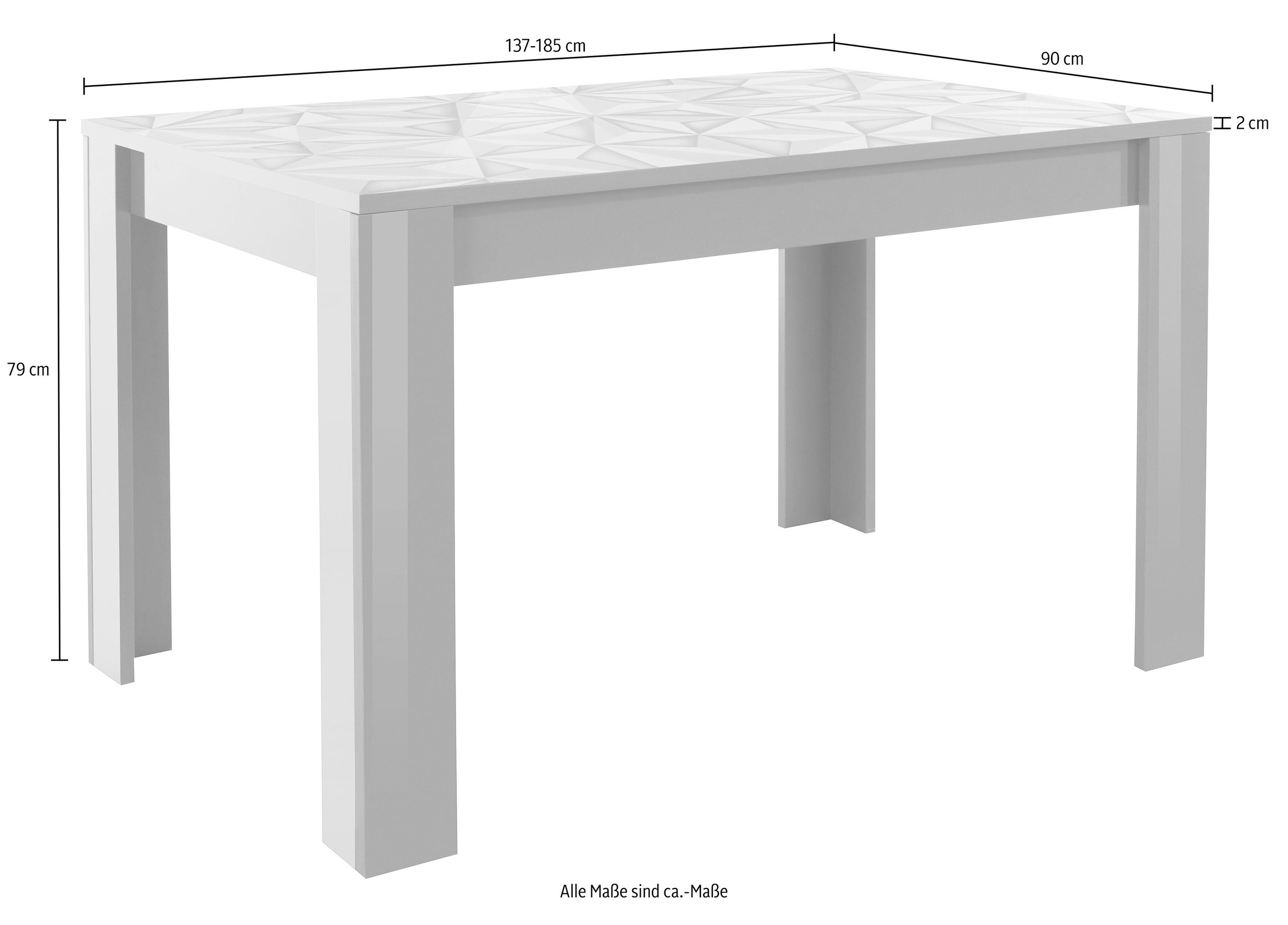 INOSIGN Esstisch »Prisma 137x90 cm, Esszimmertisch, ausziehbar, erweiterbar auf 185 cm« rechteckig,Tischplatte Stärke 22 mm u. mit elegantem Siebdruck