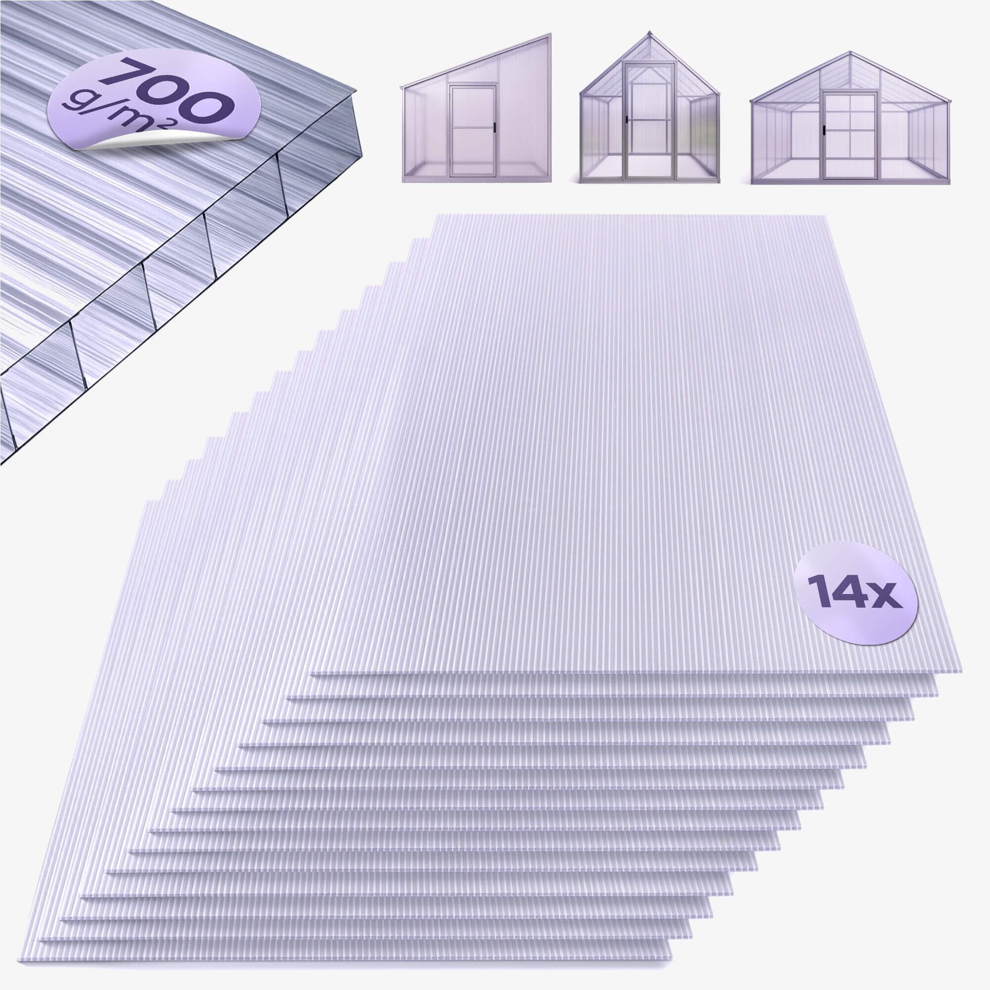 Polycabonat Hohlkammerstegplatten 14er-Set
