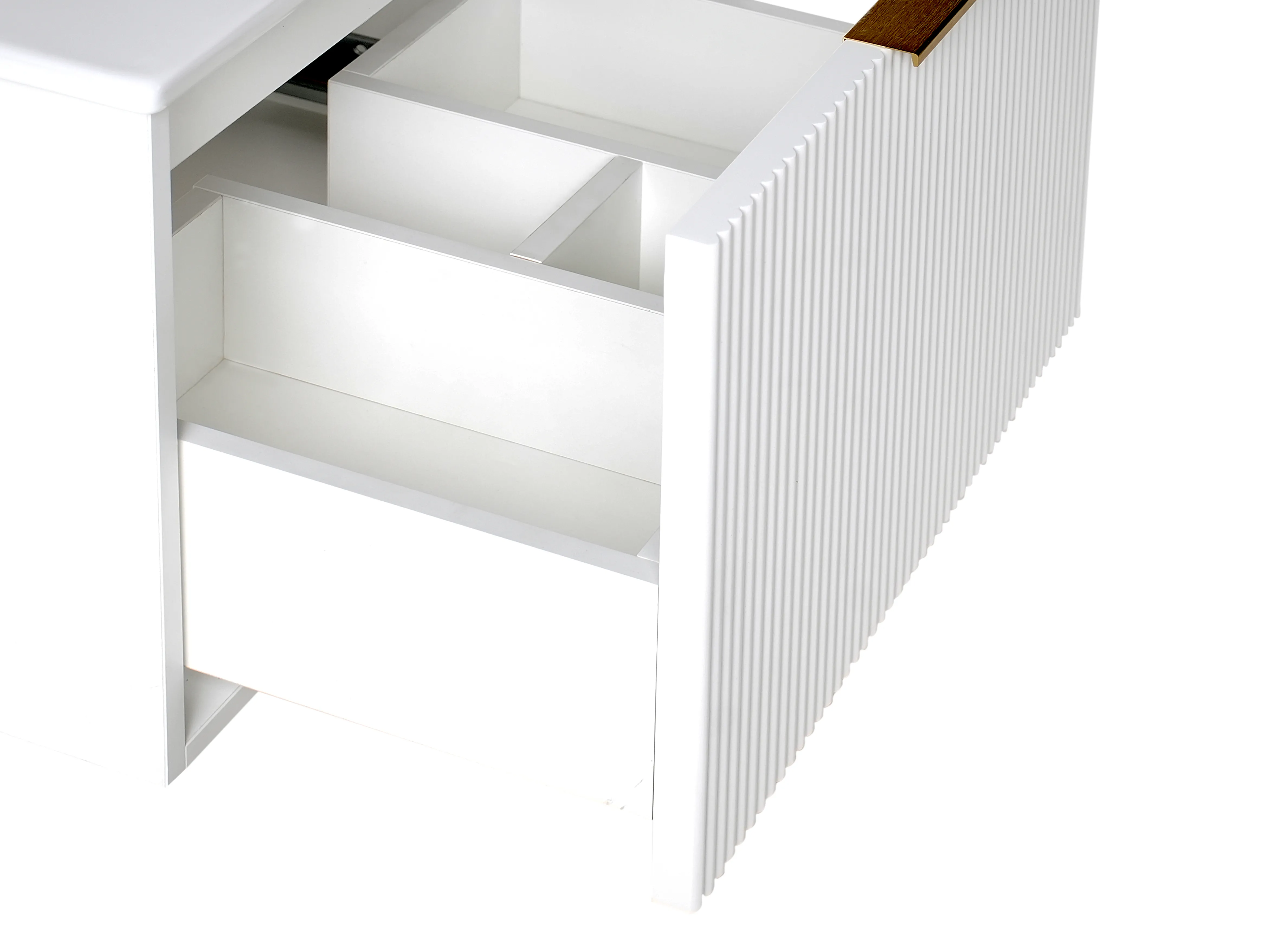 Wandgemonteerd meubel met wastafel met gouden handvat TILCARA Wit