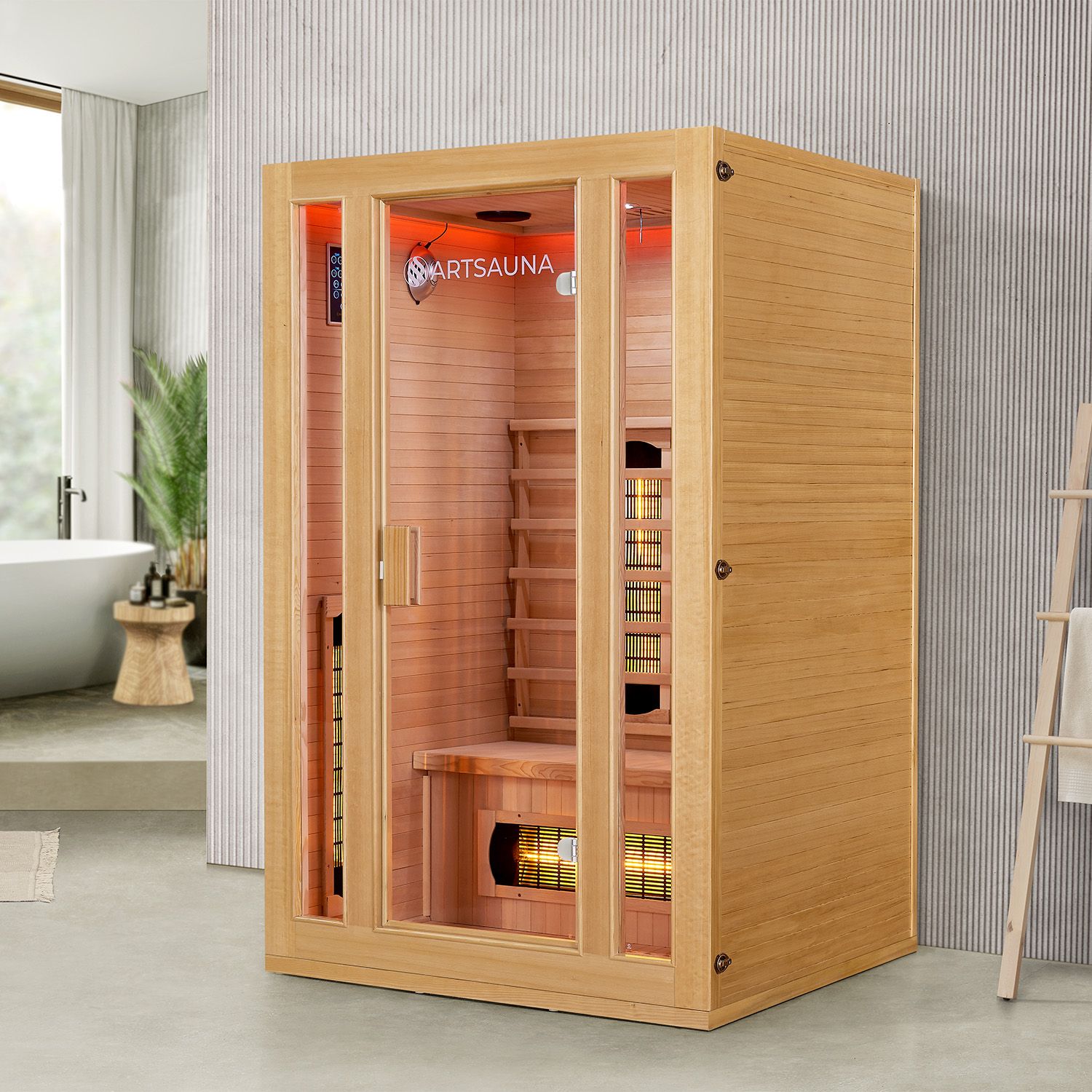 Artsauna Infrarotkabine Nyborg S120V Vollspektrumstrahler & Ambiente LED Beleuchtung – Kabine für 2