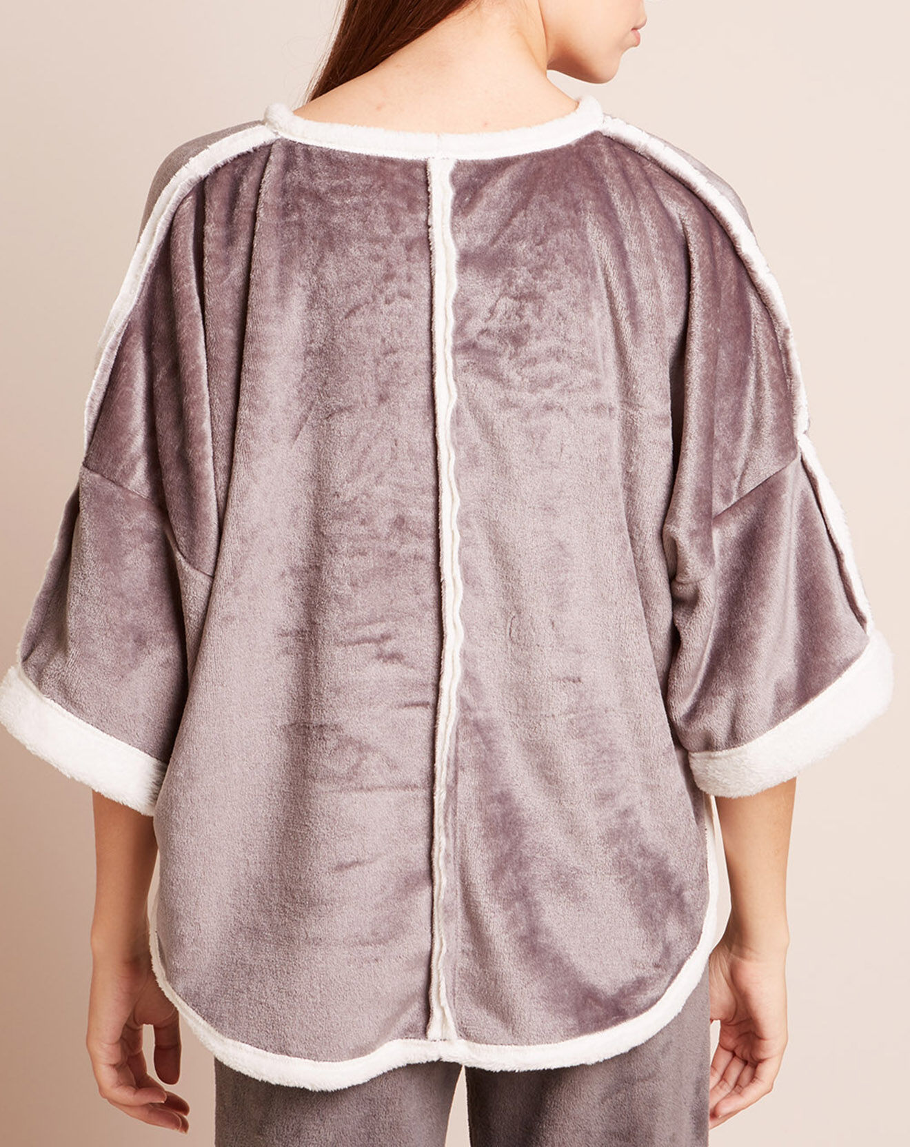 Le Chat Poncho en Velours Cocoon gris/écru