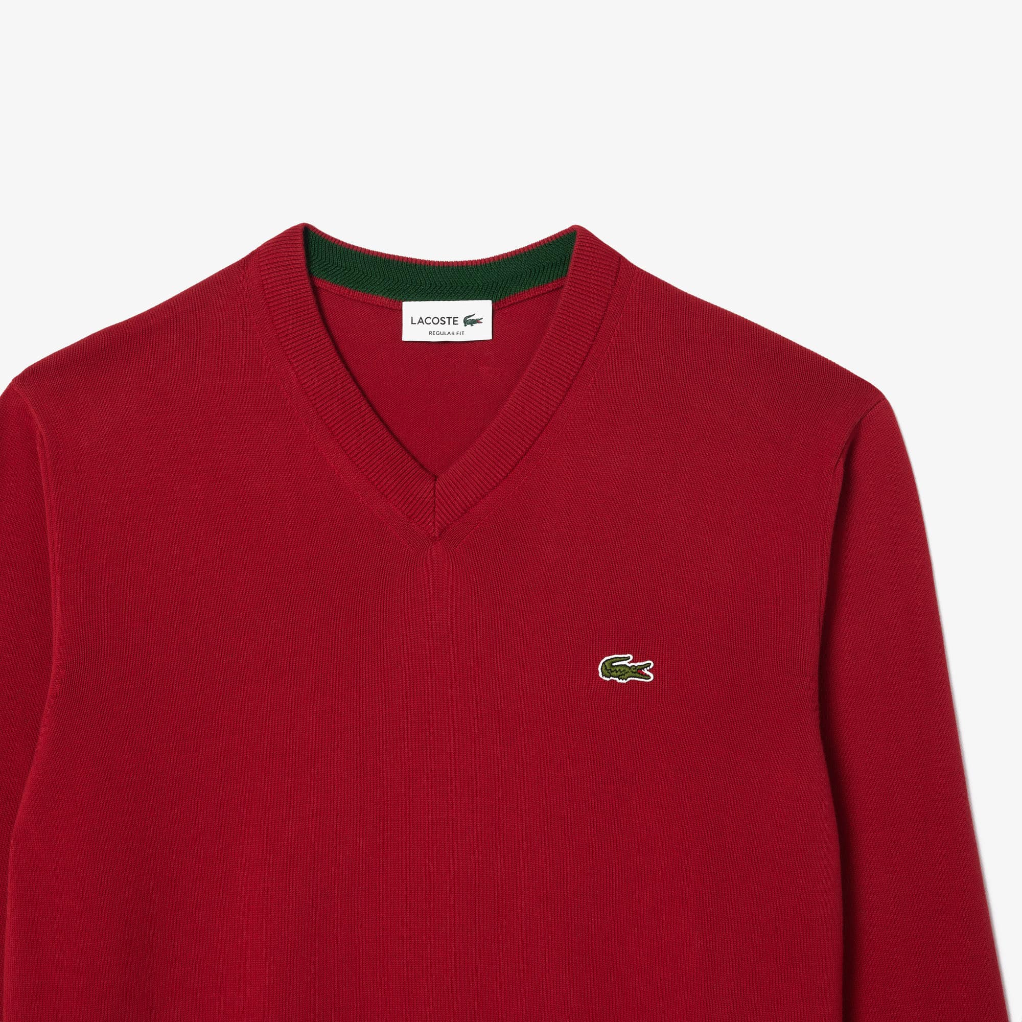 Herren Baumwollpullover mit V-Ausschnitt Pullover - Rot - Lacoste - Herren