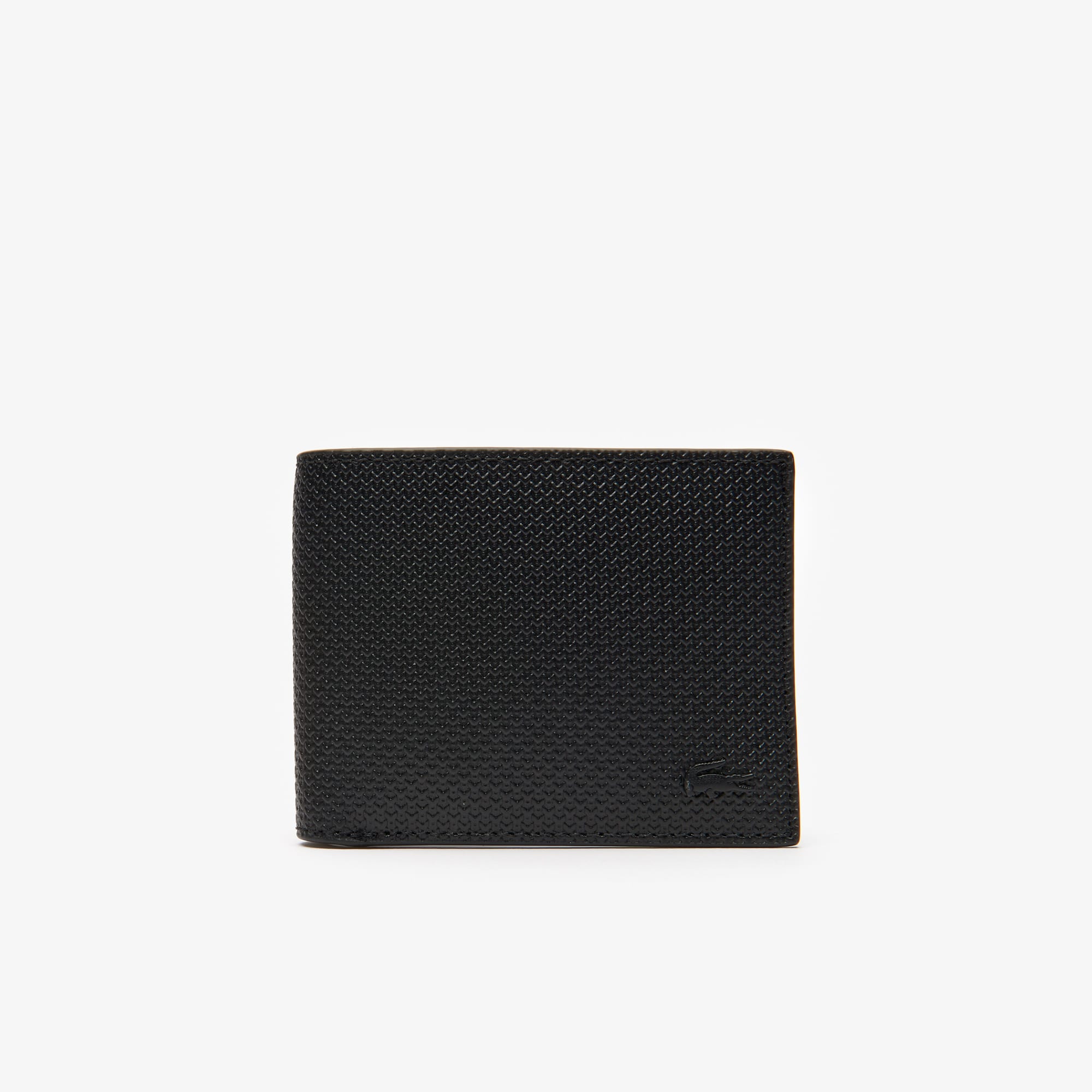 Portefeuille Chantaco en cuir piqué uni 3 cartes Portefeuilles - Noir - Lacoste - Homme